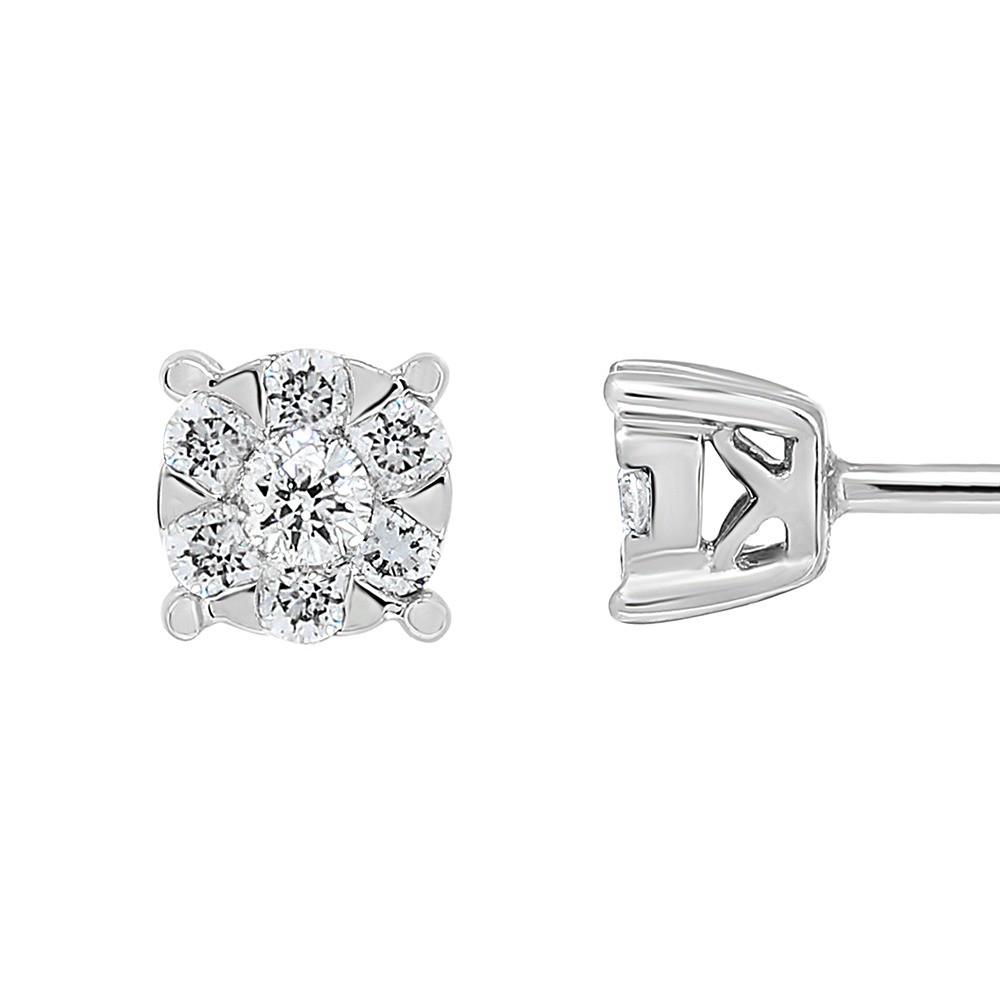 White gold diamond cut earrings sale