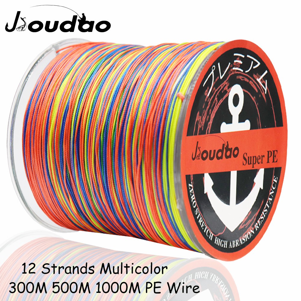 Jioudao 12 Strands Braided Fishing Line Multicolor Super Strong Japan  Multifilament PE Braid Line
