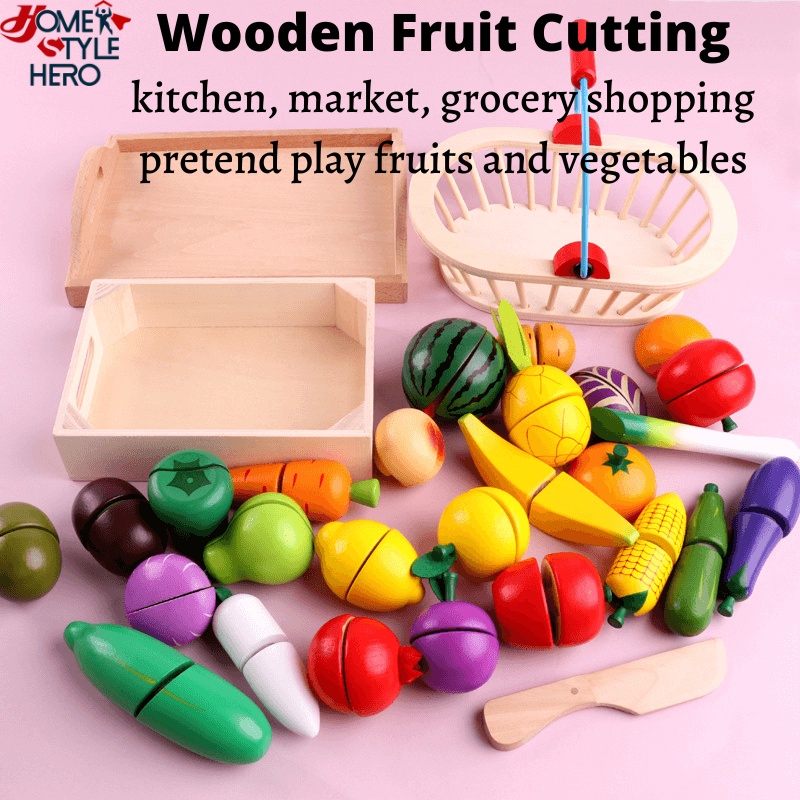 Fruit vegetables velcro hot sale cutting toy set