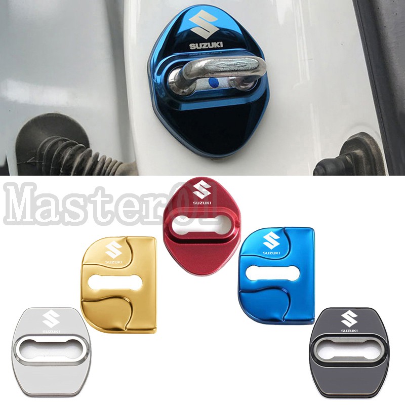 4pcs Suzuki Logo Door Lock Cover Protection Metal Emblem Decoration