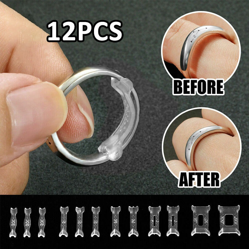 12pcs Ring Size Reducer Invisible Ring Size Adjuster for Loose Rings Ring  Adjuster Size Fit Any Rings Ring Guard Spacer (6 Sizes)