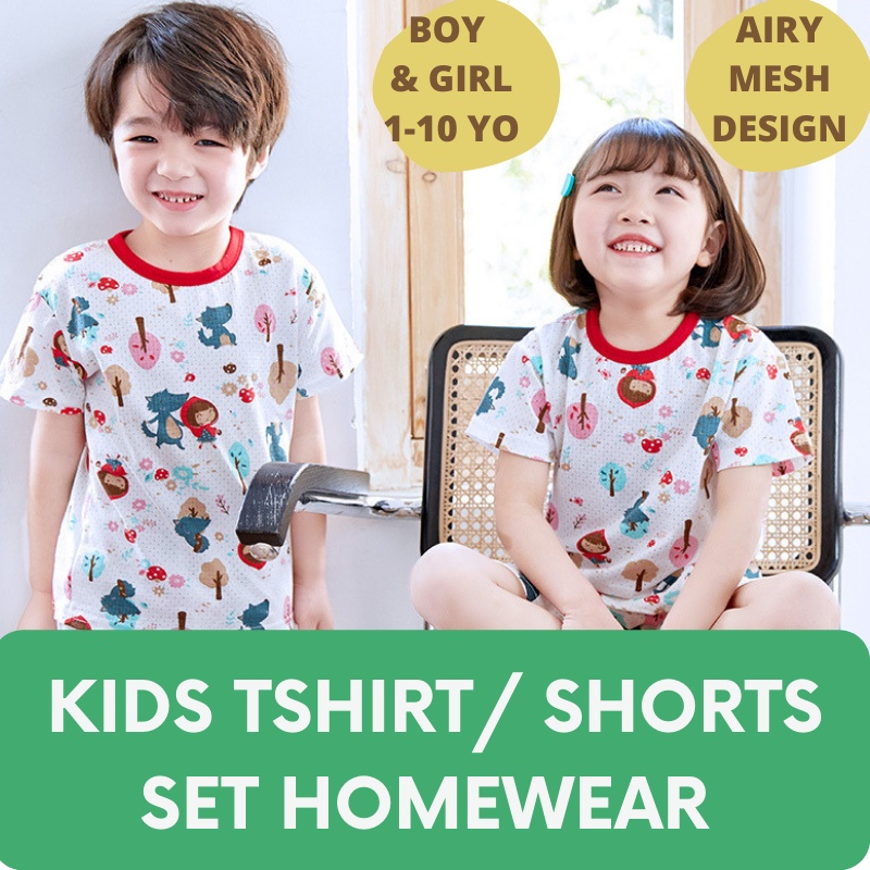GIRL Clothes Set ⭐ Girl Boy Children ⭐ Homewear⭐ T-shirt Shorts Mesh ⭐ SG ⭐  2-11Y