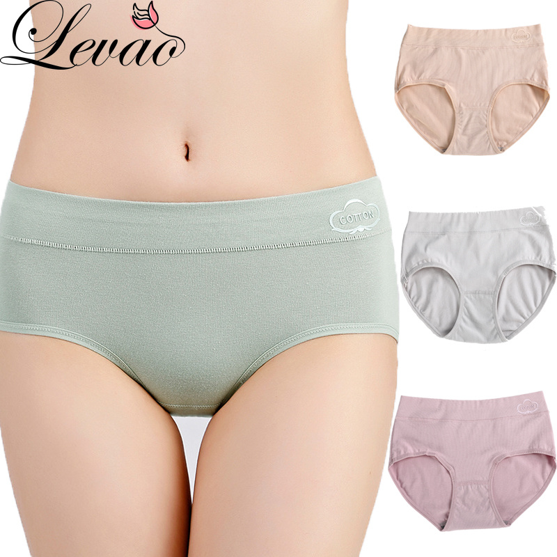 LEVAO Woman Underwear Graphite Antibacterial Panties Mid-waist Women Cotton  Panty Printed Cotton Briefs