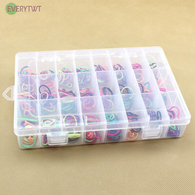 Storage Box Clear Jewelry Multi functional 24 Compartments Plastic  Cosmetics Bead Holder Case Container Organizer