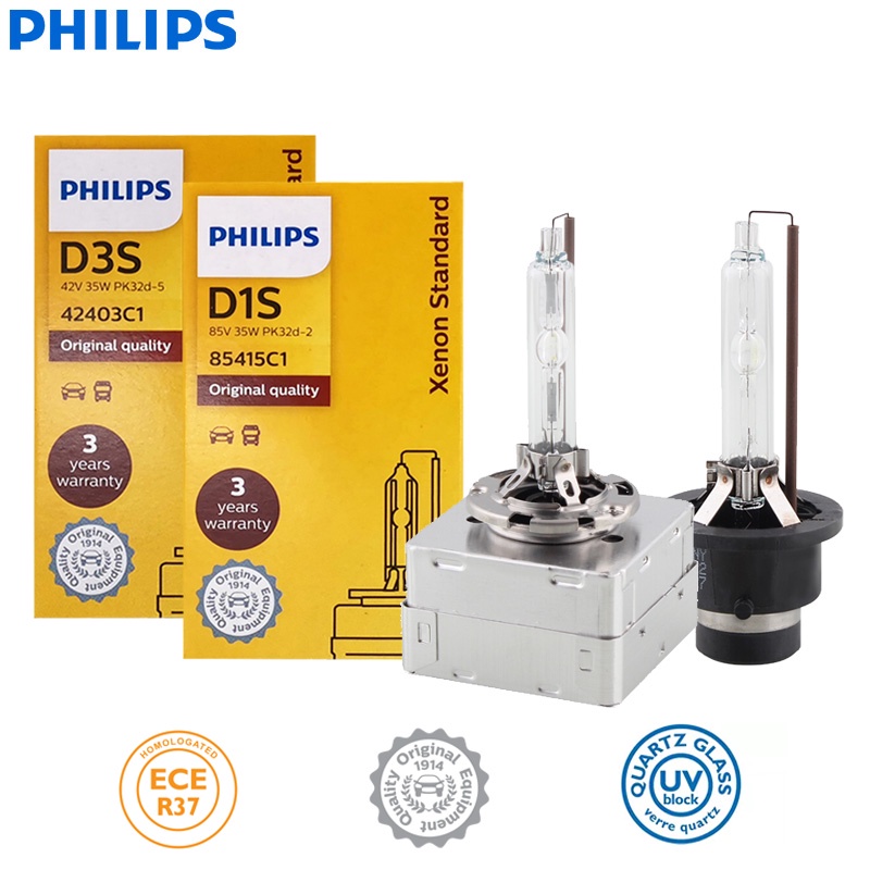 Philips HID D1S D2S D2R D3S D4S D5S 35W Xenon Standard 4200K Auto Original  Headlight Car Genuine Bulb Replacement Upgrade, 1pcs