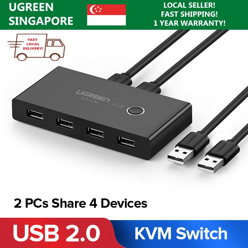 UGREEN USB 2.0 Switch, 2 In 4 Output USB KVM Switch