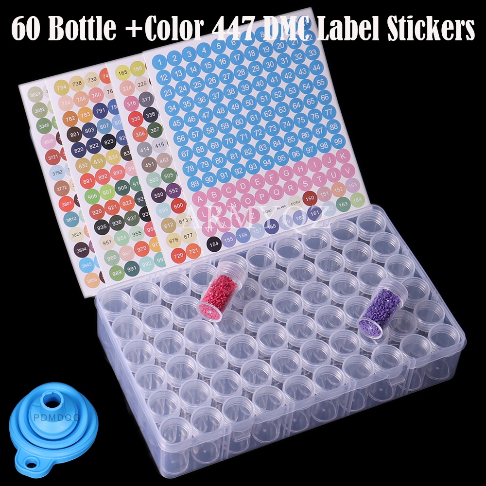 Diamond Painting Color Number Stickers 447 DMC Labels Stickers Storage Box  Diamond Painting Accessories Mosaic Bottle Tools