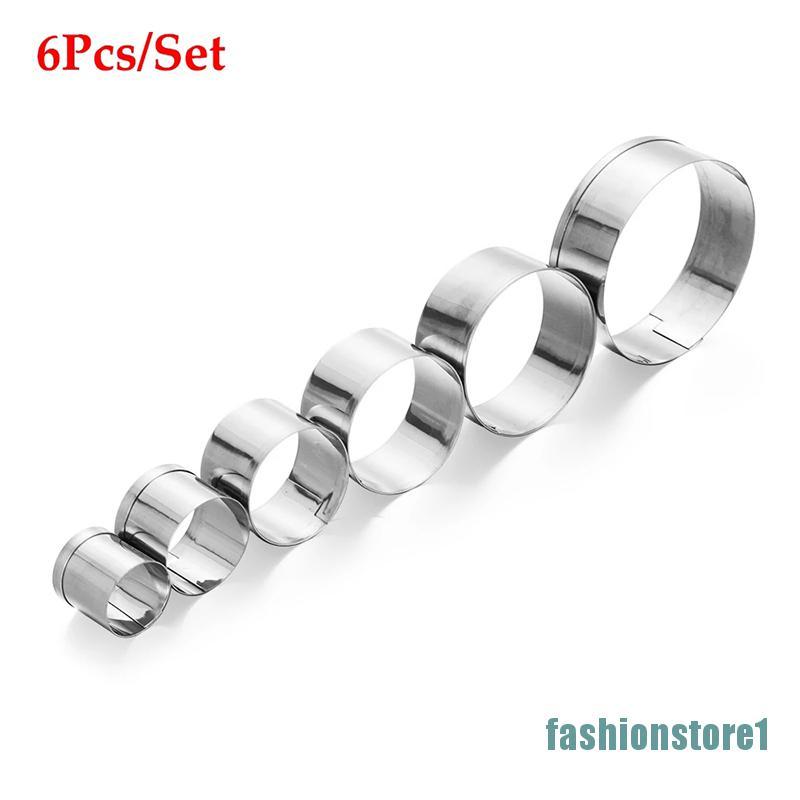 fashionstore1]6Pcs/set Stainless Steel Round Circle Shaped Cookie Cutter  Biscuit Molds Silver