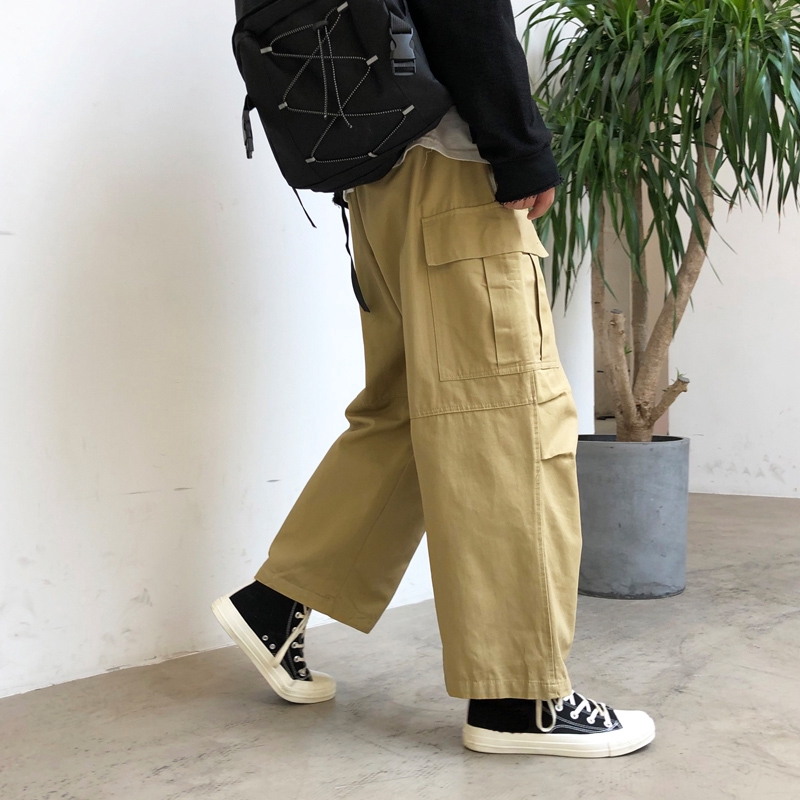 100% Cotton Durable Multi Pocket Loose Baggy Cargo Pants Men