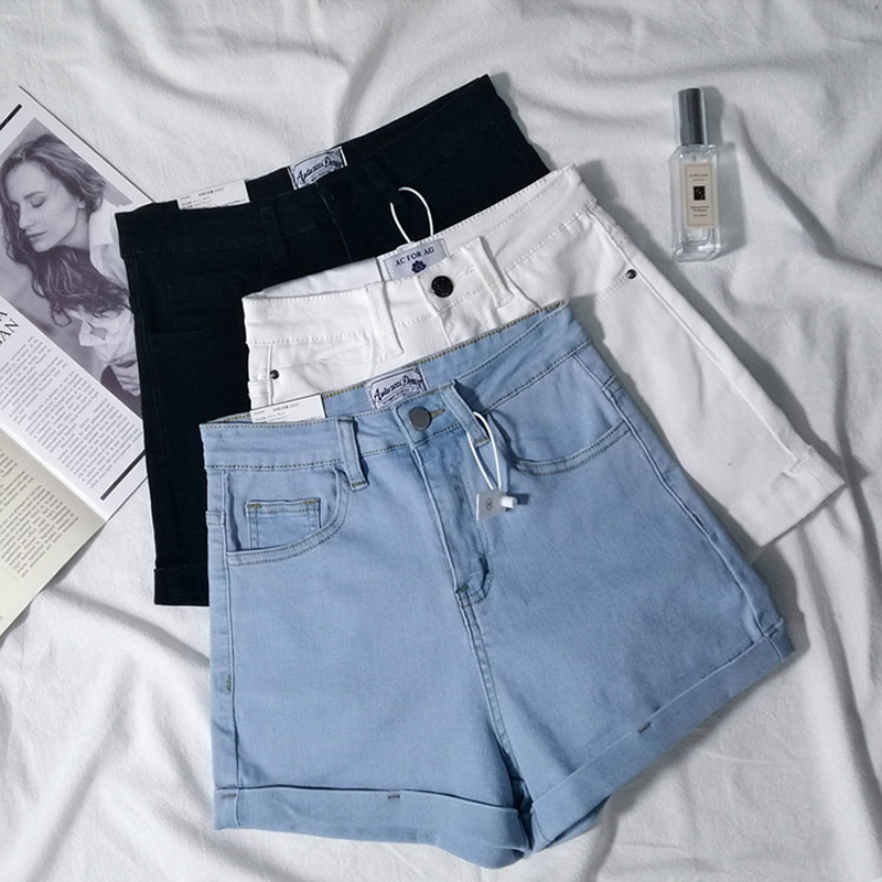 White and blue store denim shorts