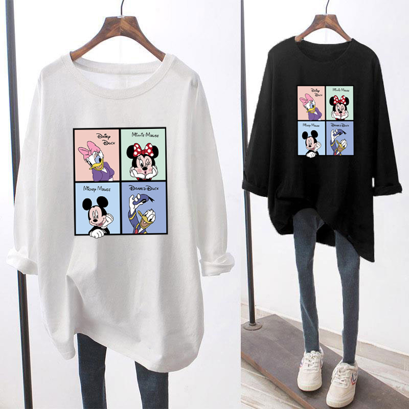 Disney Sweet Pink Minnie Mickey Mouse Love Cartoon Print Women Long Sleeve  Fleece Jumper Sweatshirt Tops Pants Trousers 1 Sets - Pant Sets - AliExpress