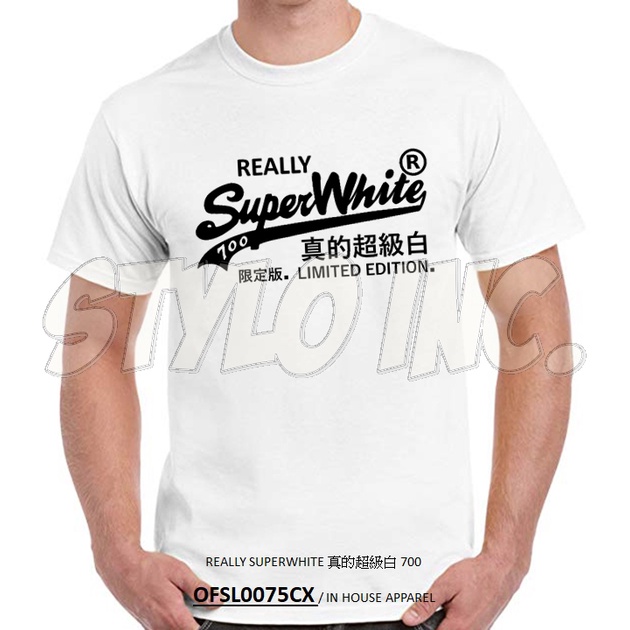 white grey and red graphic tee