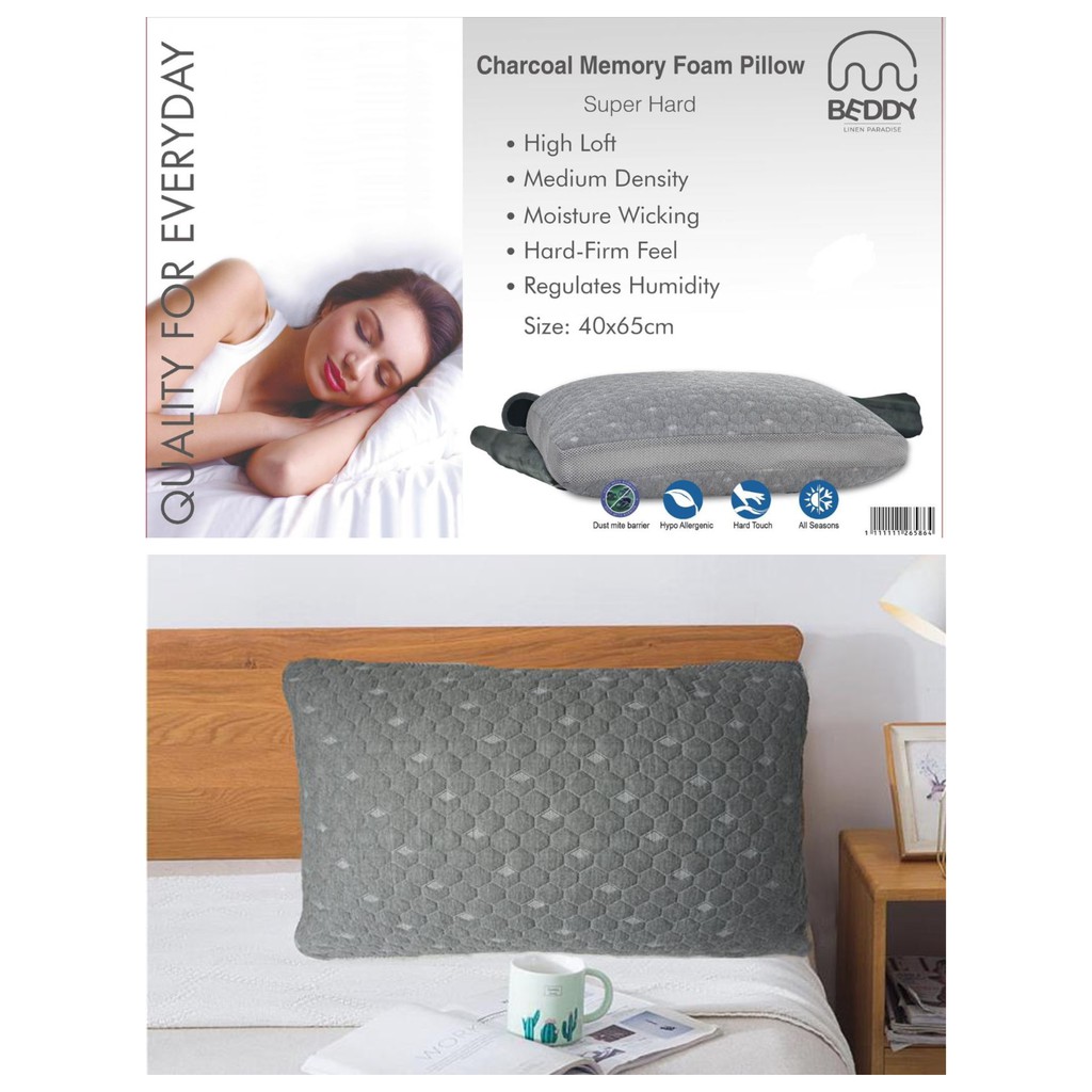 Charcoal memory foam on sale pillow