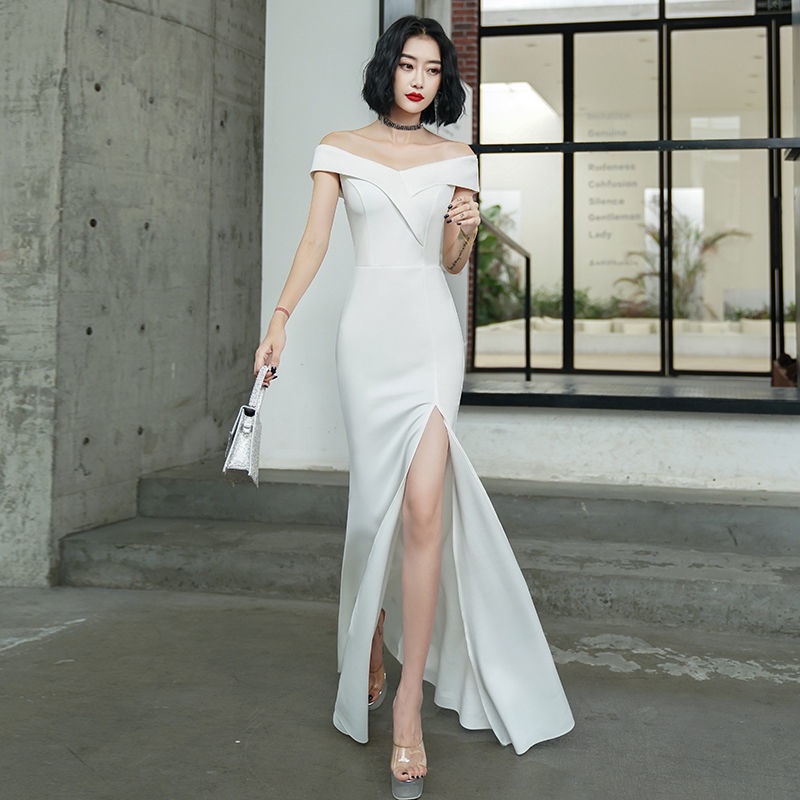 Long white outlet fishtail dress