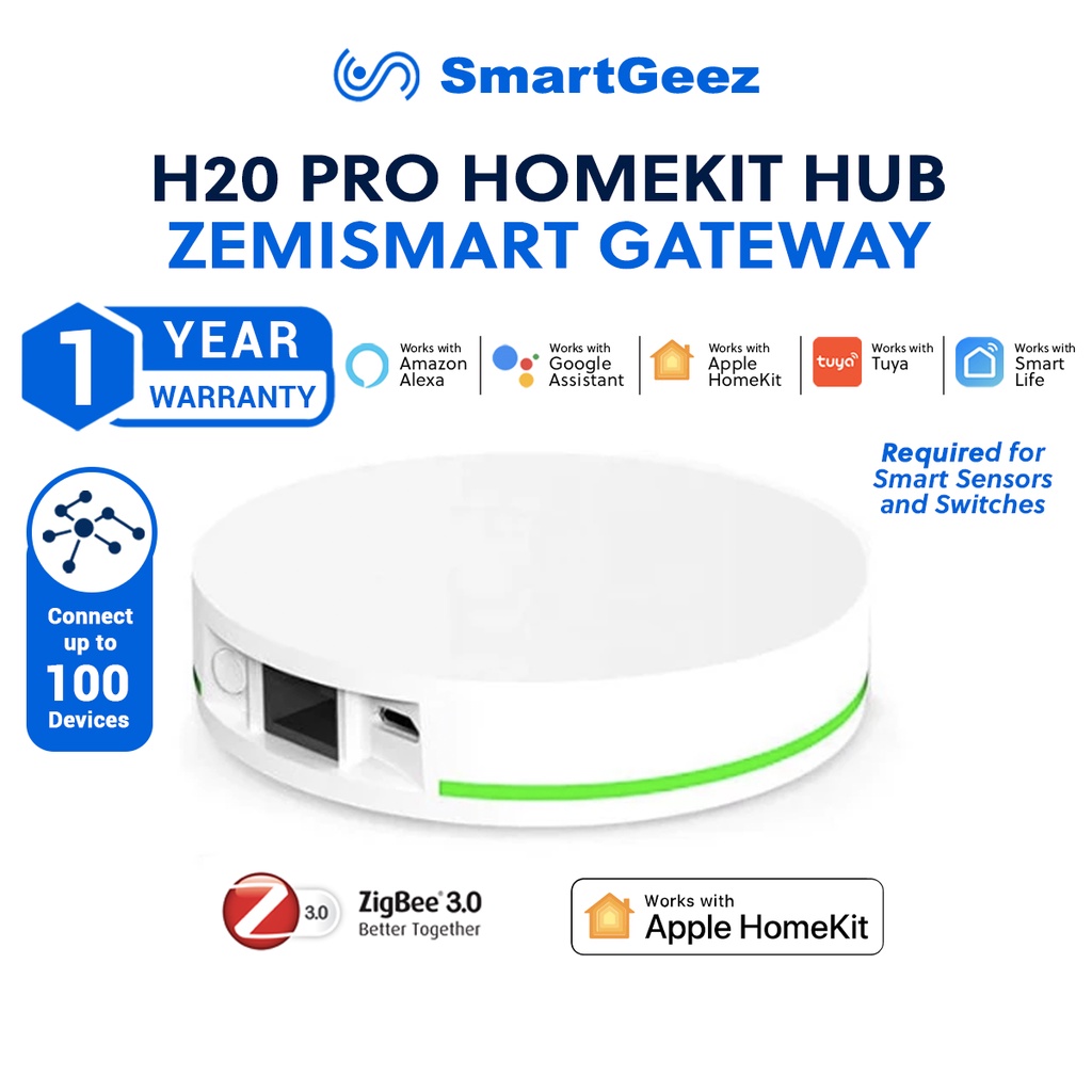 Zemismart Homekit Zigbee Hub， ZMHK-01 Smart Home Bridge，Siri Control via  Apple Home App，Alexa / Google Home Control via Tuya APP