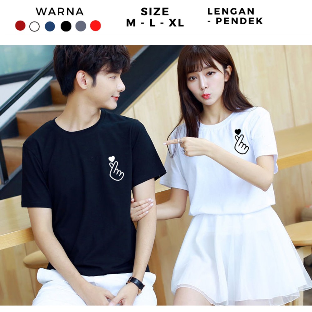 Korean LOVE SIGN T-Shirt couple Dhikro KOREAN couple Shirt look simple