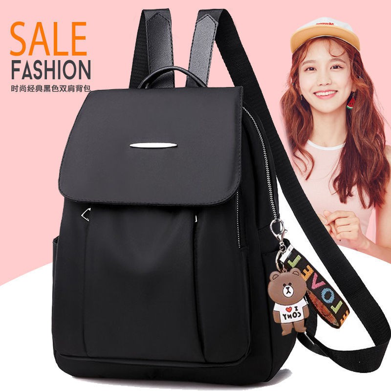 Backpack female oxford cloth waterproof black backpack female