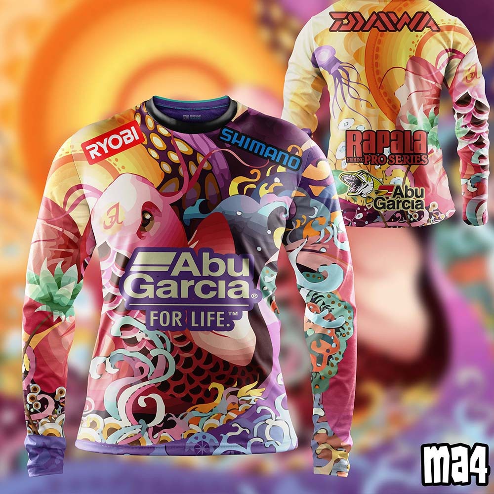 In stock] 2023 design Abu Garcia Edition Fishing Jersey OutFit Sublimation, Clothes Anti-UV fishing, Baju Pancing Long Sleeve