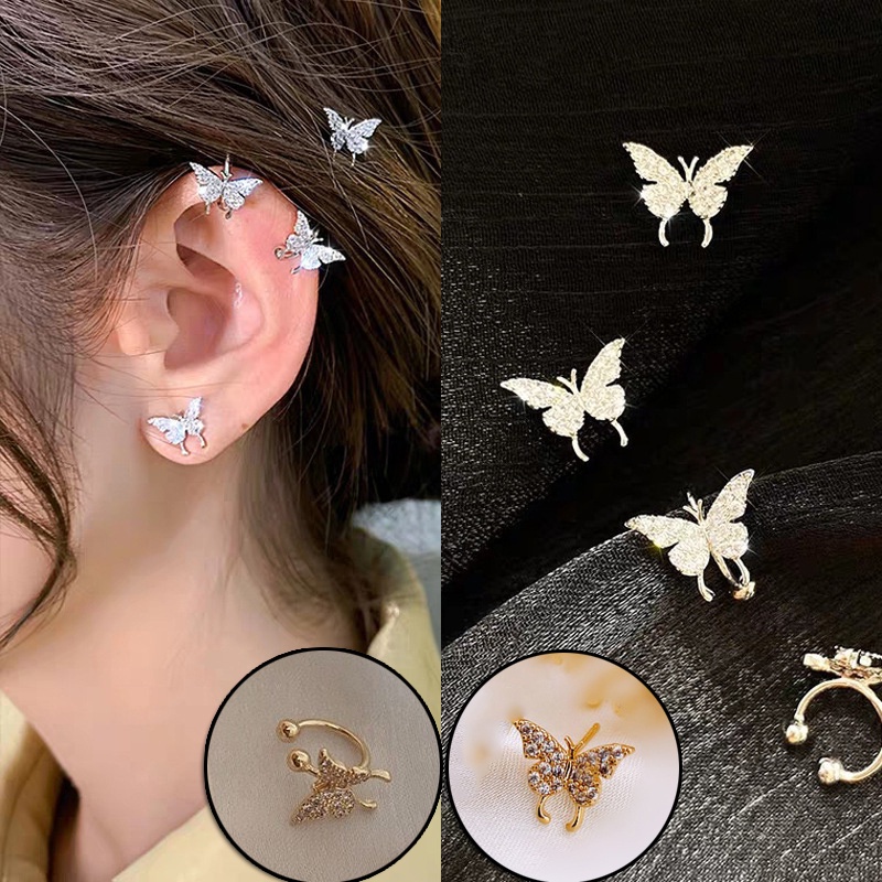 Super flash butterfly earrings without pierced ear clips women's all-in-one hot earr