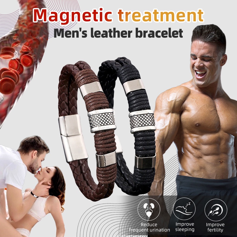 Mens leather 2025 magnetic bracelets