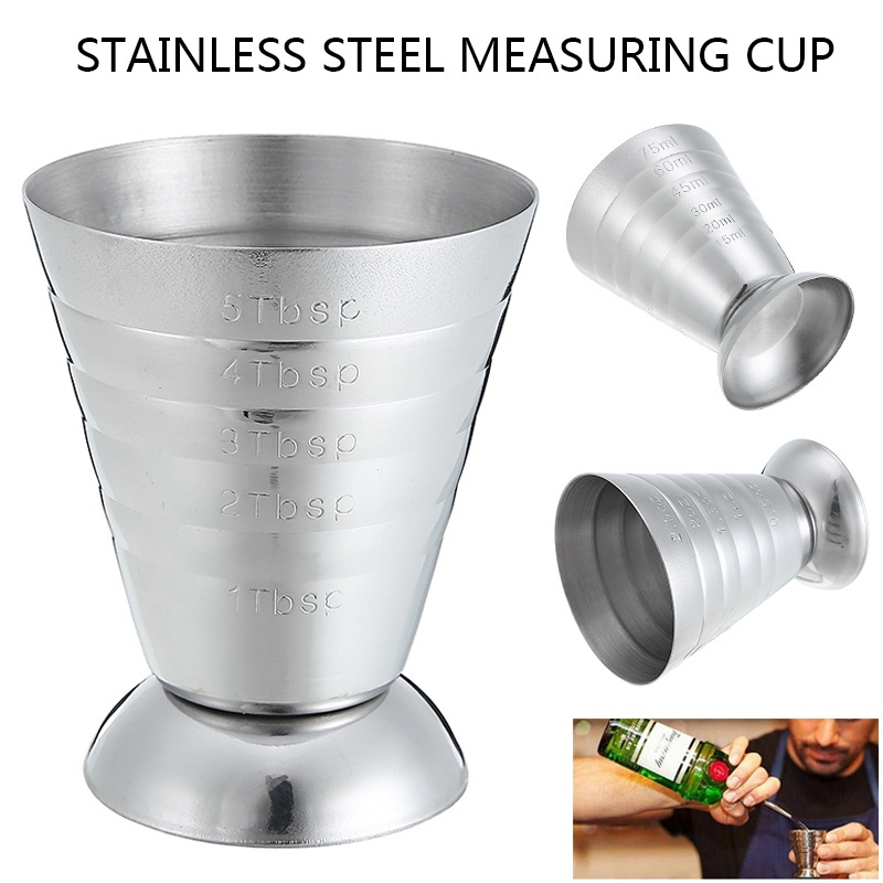 75ml Stainless Spirit Cocktails Measure Cup Jigger Alcohol Bartending Wine  Tools