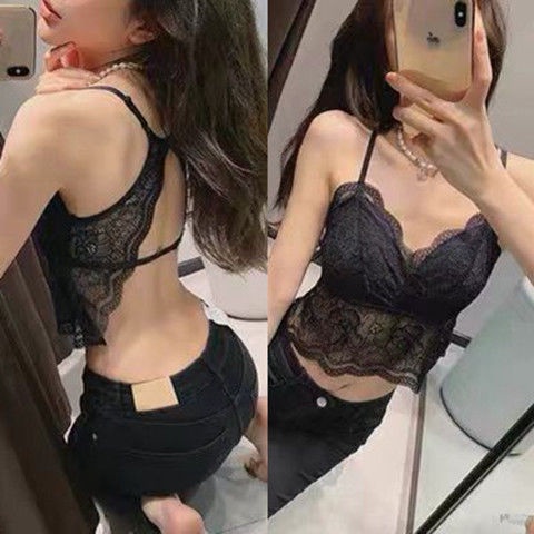 Women Padded Bra Lace Bralette Top Camisole Wrap Chest Lingerie
