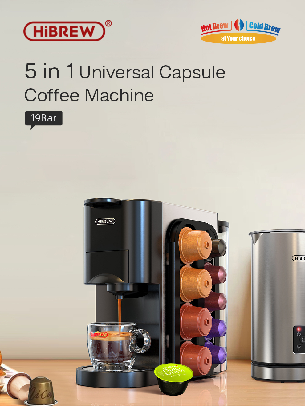 Hibrew Portable Coffee Machine For Car & Home,dc12v Expresso Coffee Maker  Fit Nexpresso Dolce Pod Capsule Coffee Powder H4a - Coffee Makers -  AliExpress