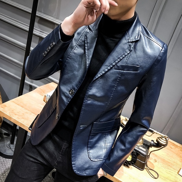 Men's fitted leather on sale jacket