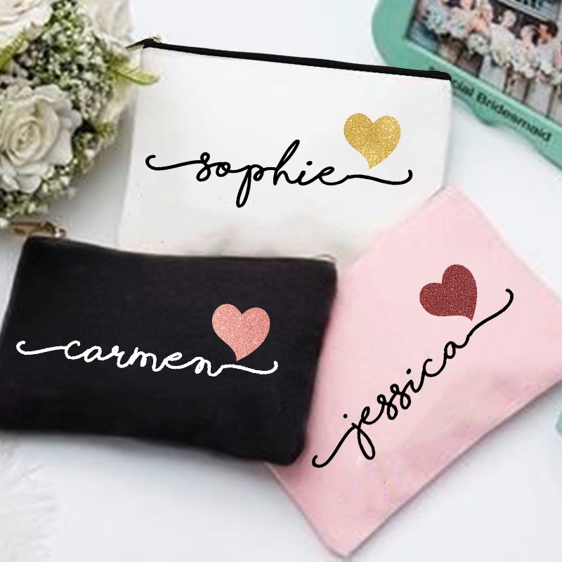 8 Pieces Bridal Shower Makeup Bag Bride Tribe Canvas Cosmetic Makeup Bag Toiletry Pouch Gifts Bag for Bridesmaid Proposal Box Bachelorette Parties, W