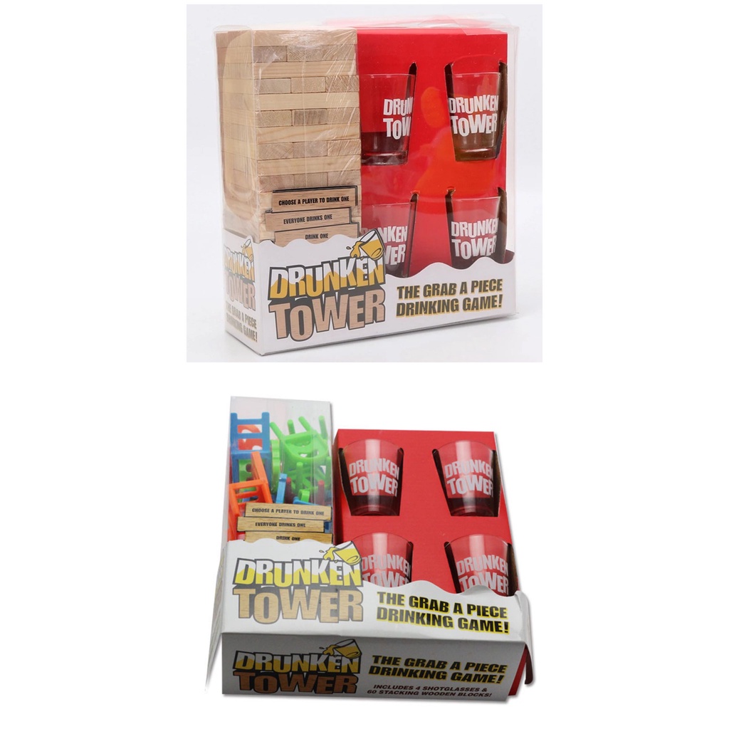 Drink Tower Wooden Block Drinking Game (Available in a pack of 1)