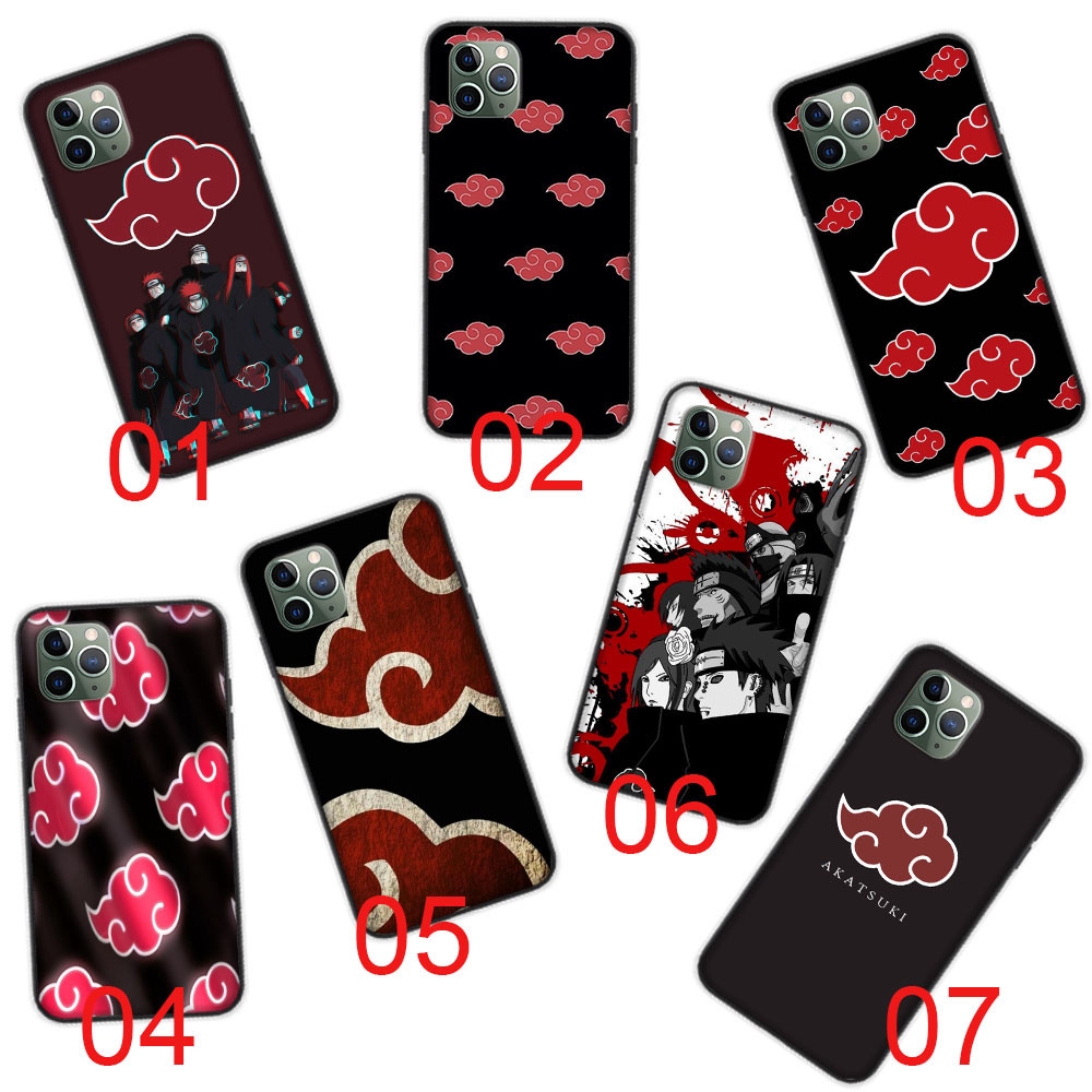 Naruto Akatsuki Design Black Soft Case iPhone SE 2 11 Pro XR XS