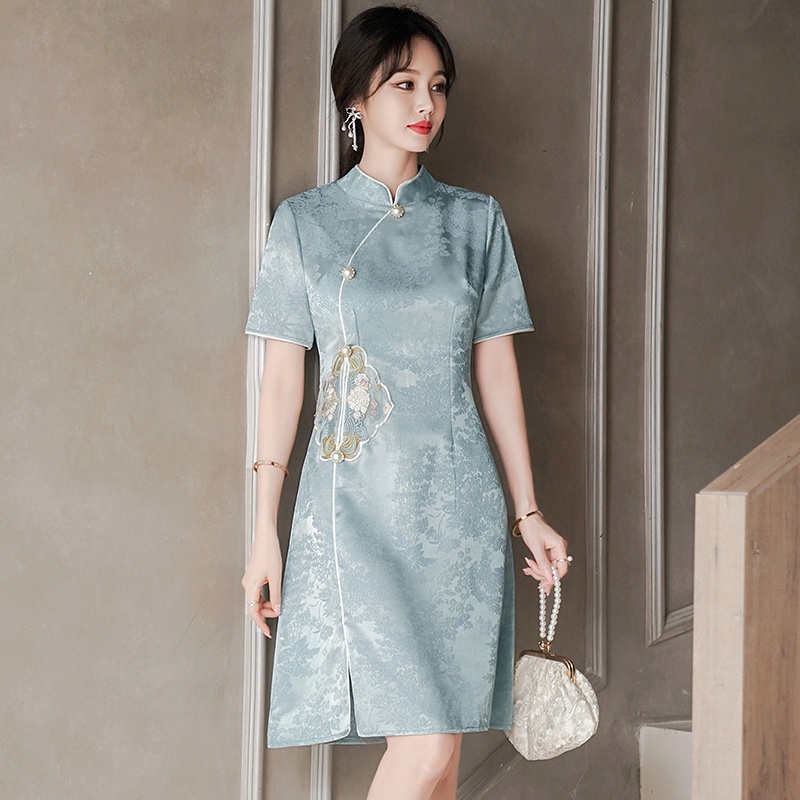 Ins Red Blue Loose New Fashion Modern Chinese Cheongsam A-line