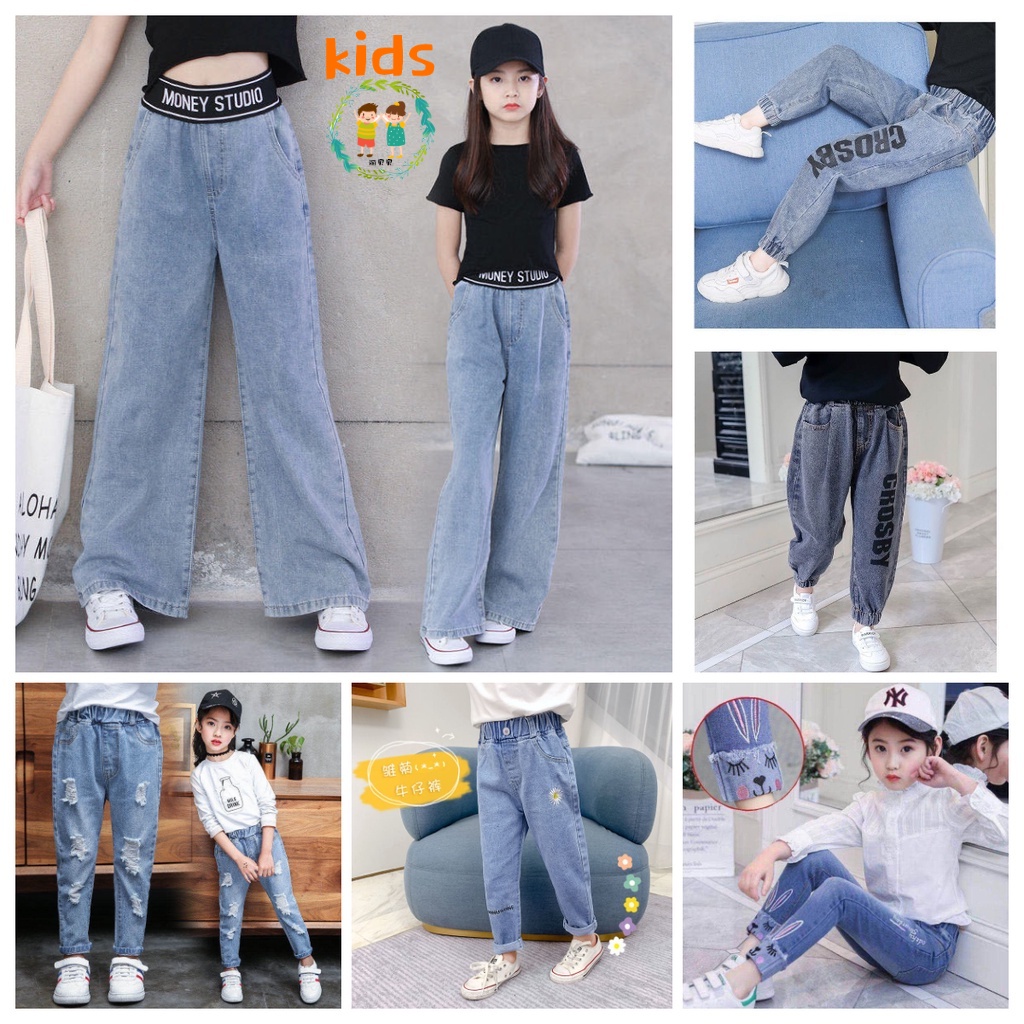 Young Girls Jeans Fashion Loose Wide Leg Trousers for Kids Spring School  Children Clothes 6 8 10 12 13 Years Korean Dance Pants - AliExpress