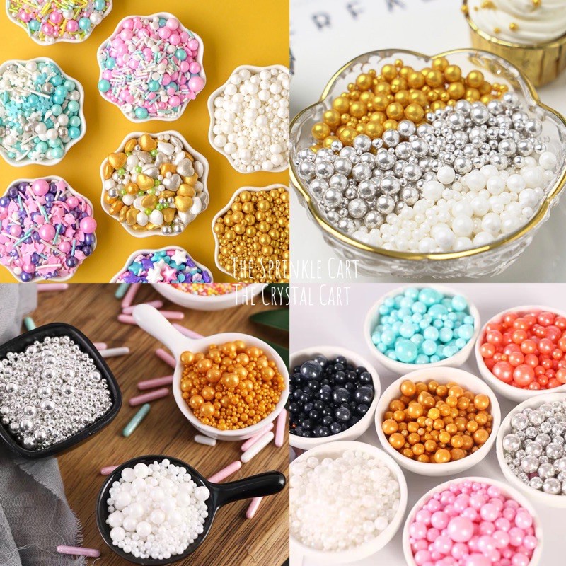 Edible Sprinkles Candy Cake Decoration Baking Sugar Beads Pearl Sugar Balls  Cupcake Baking Ingredients Materials