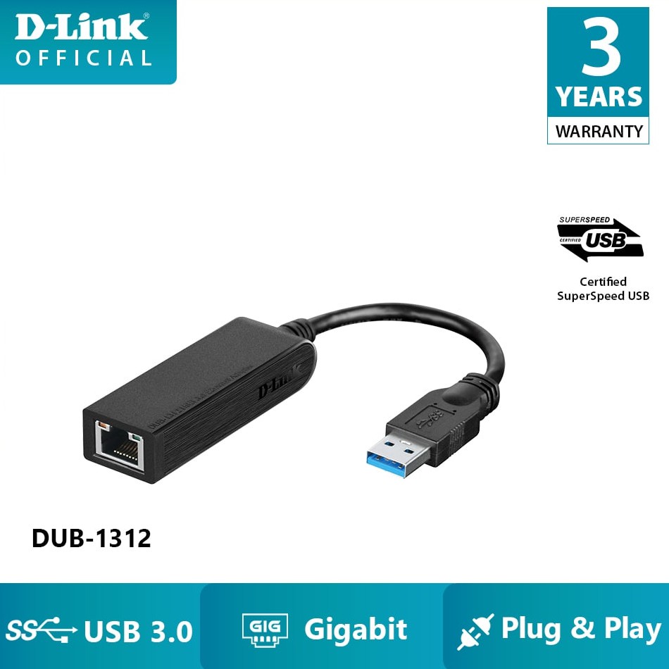 D-Link DUB-1312 USB 3.0 To Gigabit Ethernet Adapter | Shopee