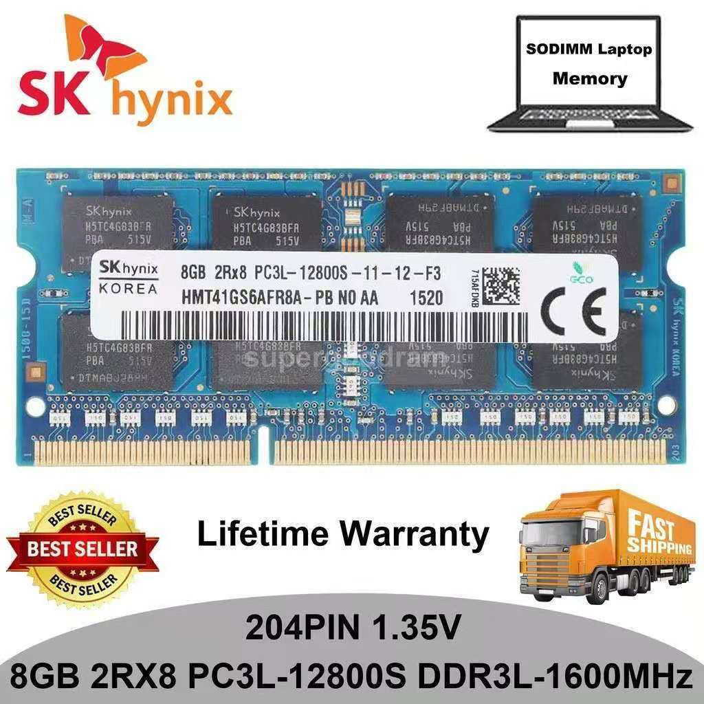 SK Hynix 8GB 2RX8 PC3L-12800S DDR3L-1600MHz 1.35V SODIMM Laptop