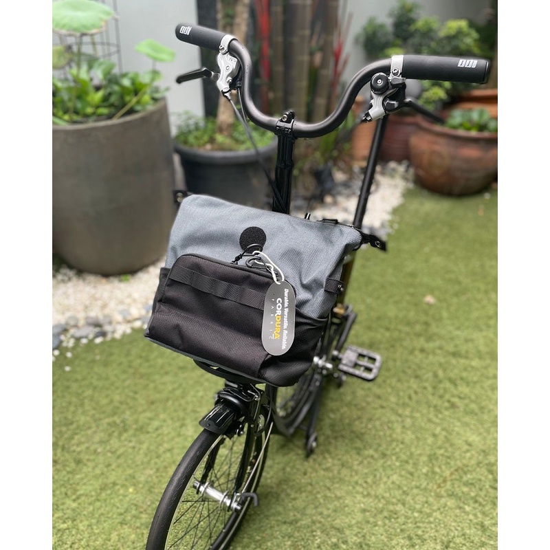 Bag for Brompton Cordura Front 8L Vintage Fabric Black-Grey 