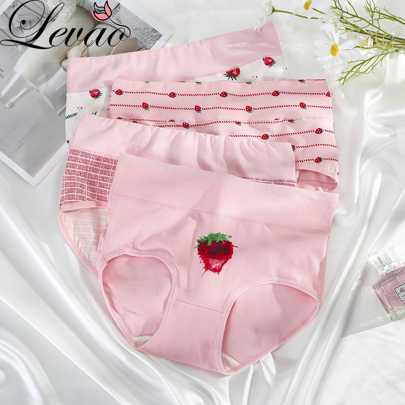 LEVAO Seamless Panty for Women High Waist Panties Breathable Cotton Plus  Size Underwear Print Sexy Lingerie Girls Soft Underpants