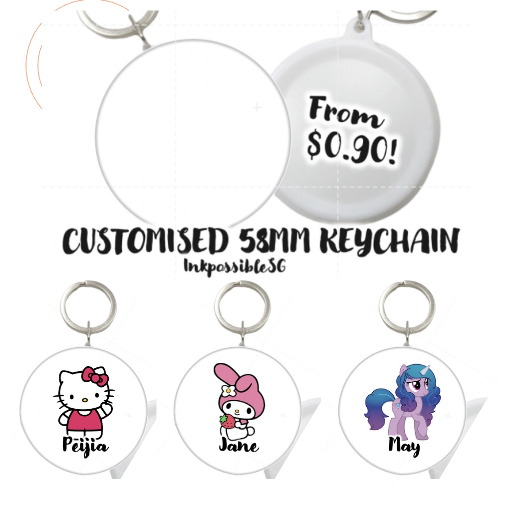 SG Seller Cheapest Customised Name Keychain 44 58mm diameter InkpossibleSG Shopee Singapore
