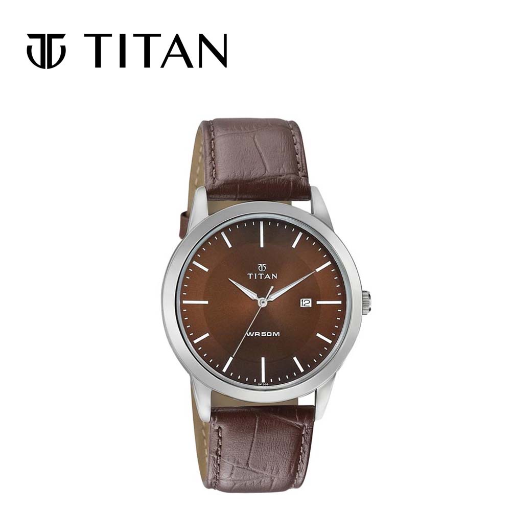 Titan Men's 'Neo' Quartz Metal and Leather Automatic Watch, Color:Brown (Model: 1698SL01)