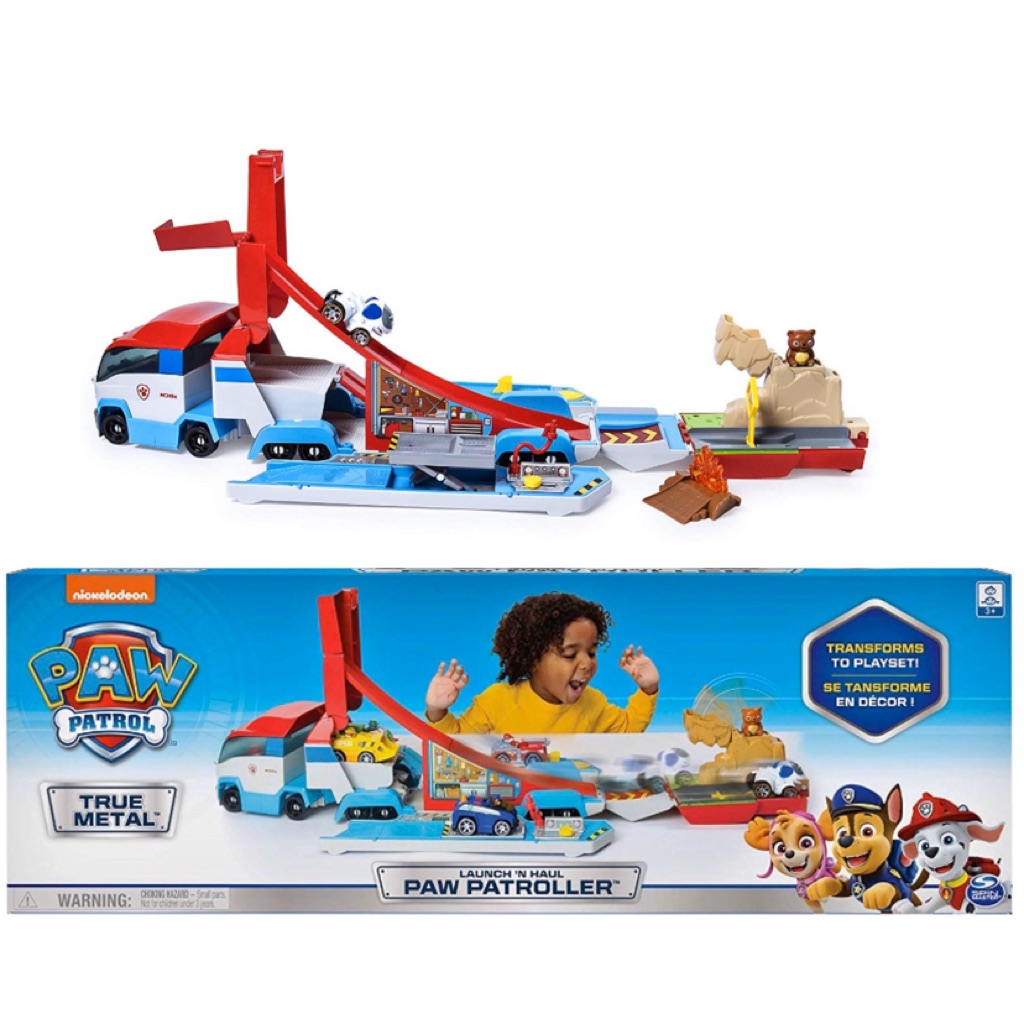 Paw Patrol, Launch'N Haul Paw Patroller, Transforming 2-in-1 Track Set For True  Metal Die-Cast Vehicles