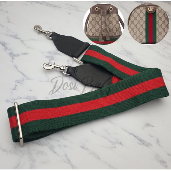 Gucci red and discount green strap bag