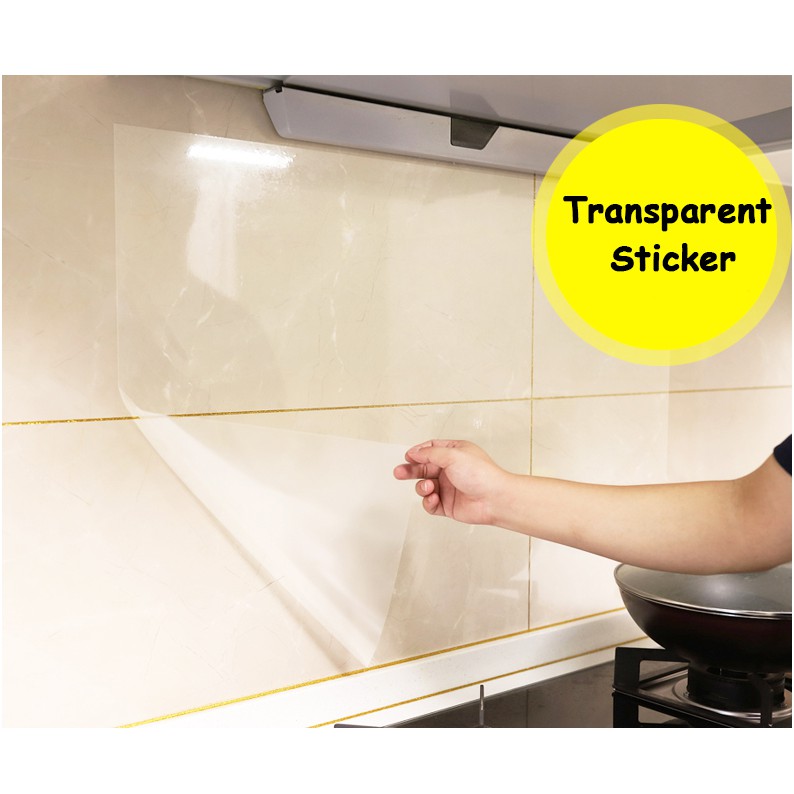 Contact Paper Clear Wall Protector - Self Adhesive Removable Vinyl Film Transparent Plastic Backsplash Kitchen Oil Proof Waterproof Sticker Foil