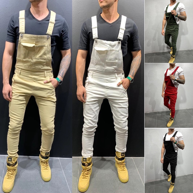 Mens skinny store denim overalls