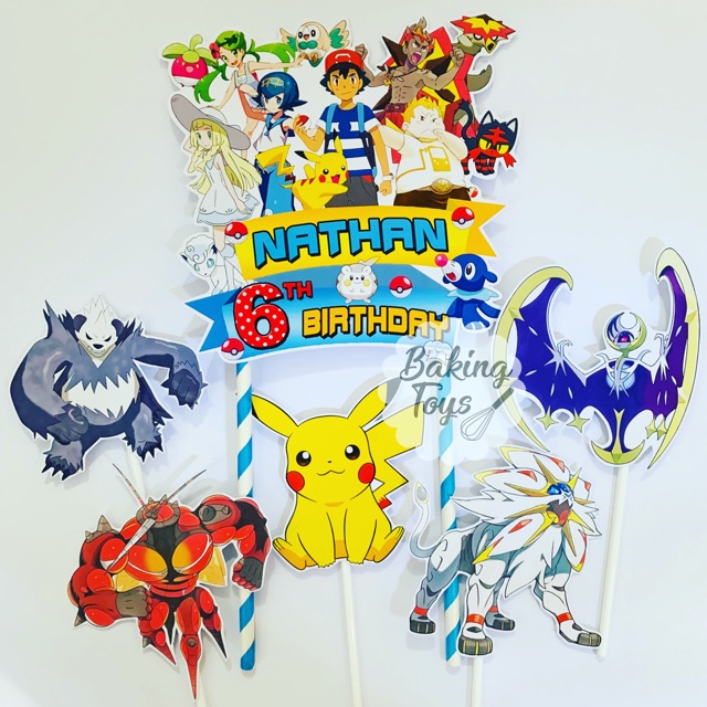 pokemon sun and moon starter Edible Cake Toppers – Cakecery