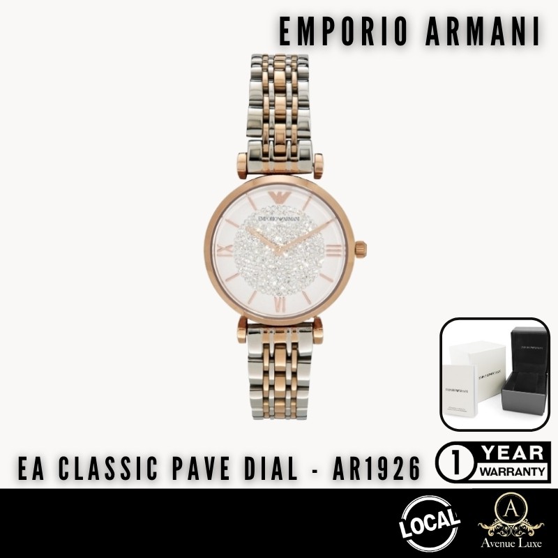 Ladies emporio armani watch clearance crystal pave dial ar1926