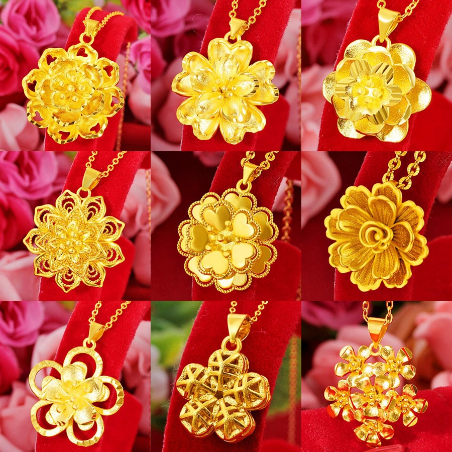 Gold flower deals pendant necklace