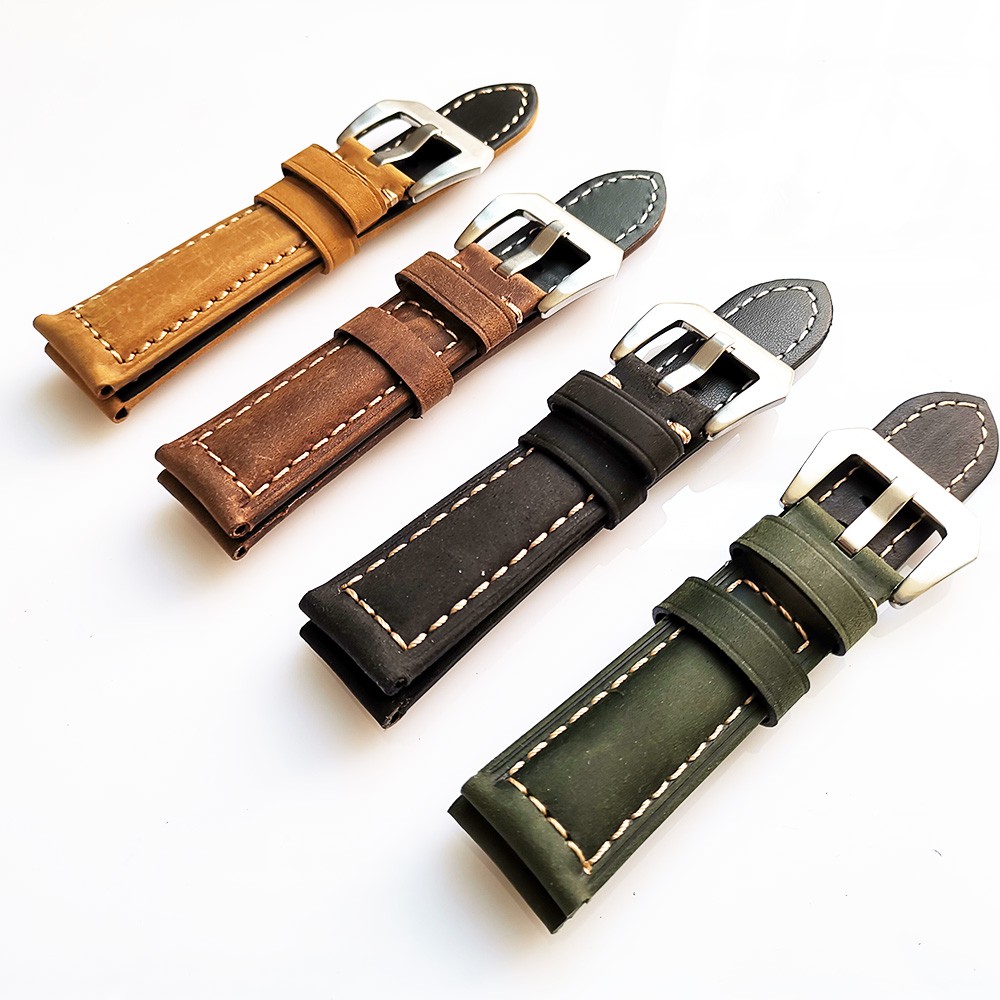 20 22 24 26MM Crazy Horse Leather Watchband for Panerai Watch