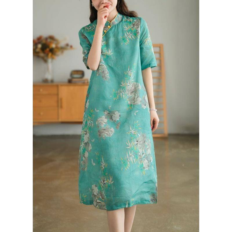 Ready to wear green cotton flared dress