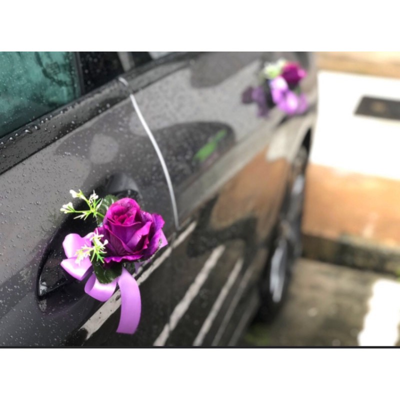 Wedding Car Decorations Door Handle Ribbon flower